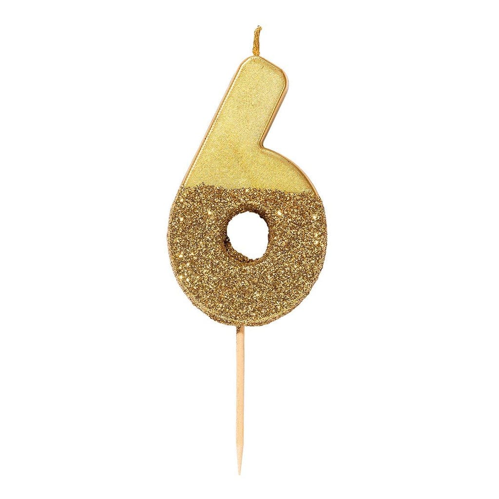 Birthday Candles Gold Glitter Number Candle 6