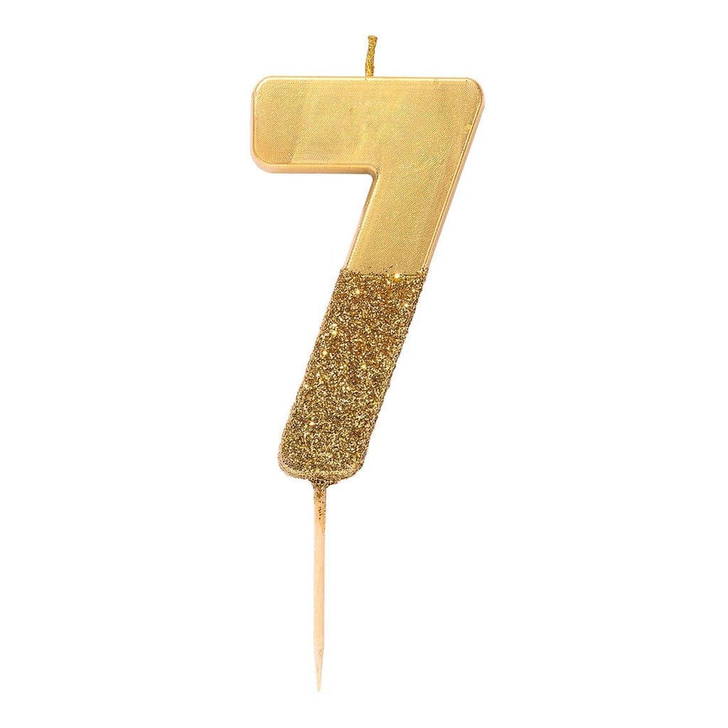 Birthday Candles Gold Glitter Number Candle 7