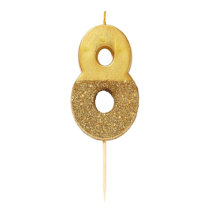 Birthday Candles Gold Glitter Number Candle 8