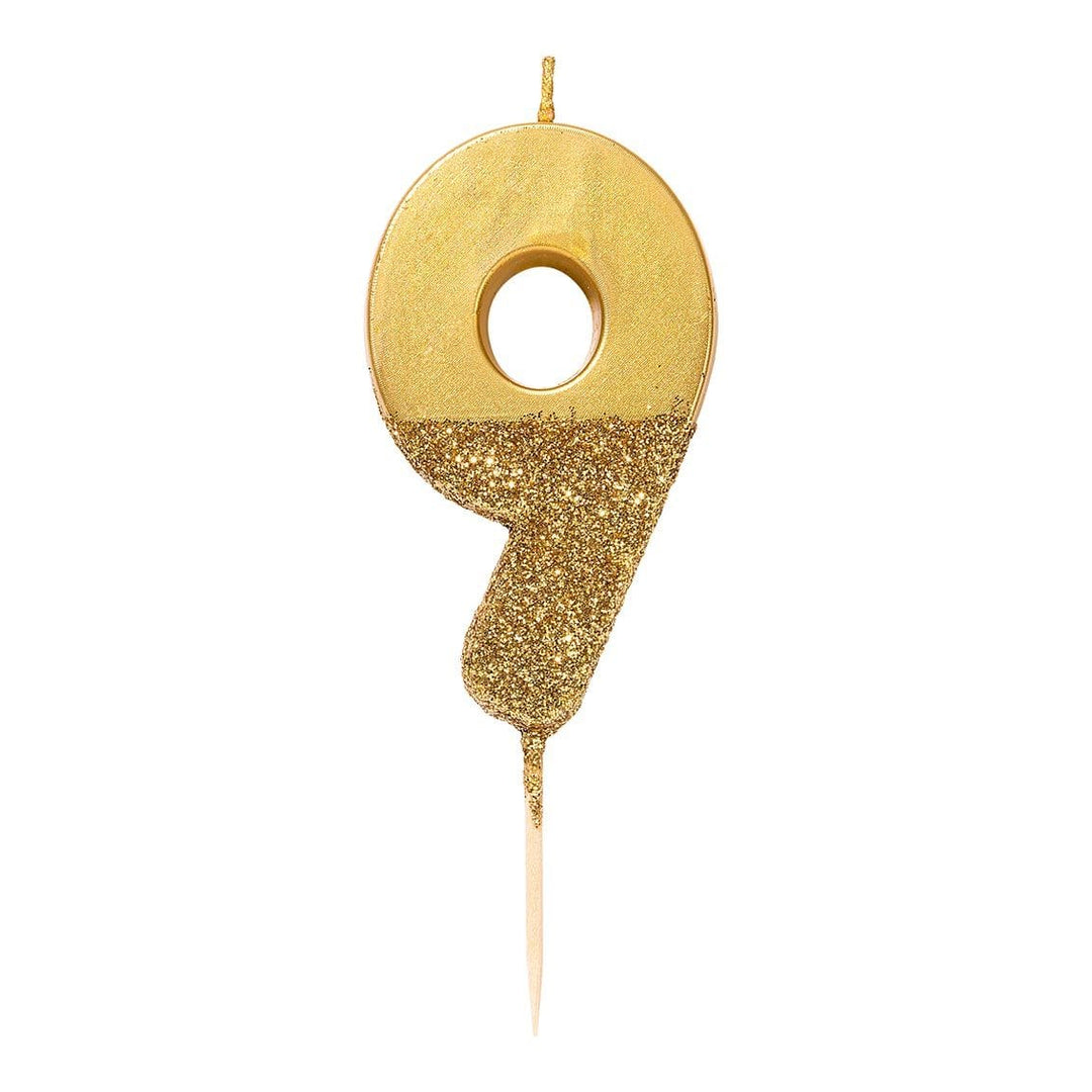 Birthday Candles Gold Glitter Number Candle 9