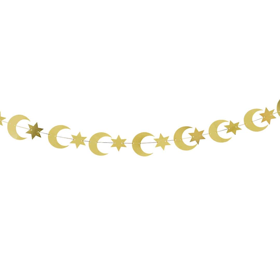 Party Supplies Gold Moon & Stars Eid Banner
