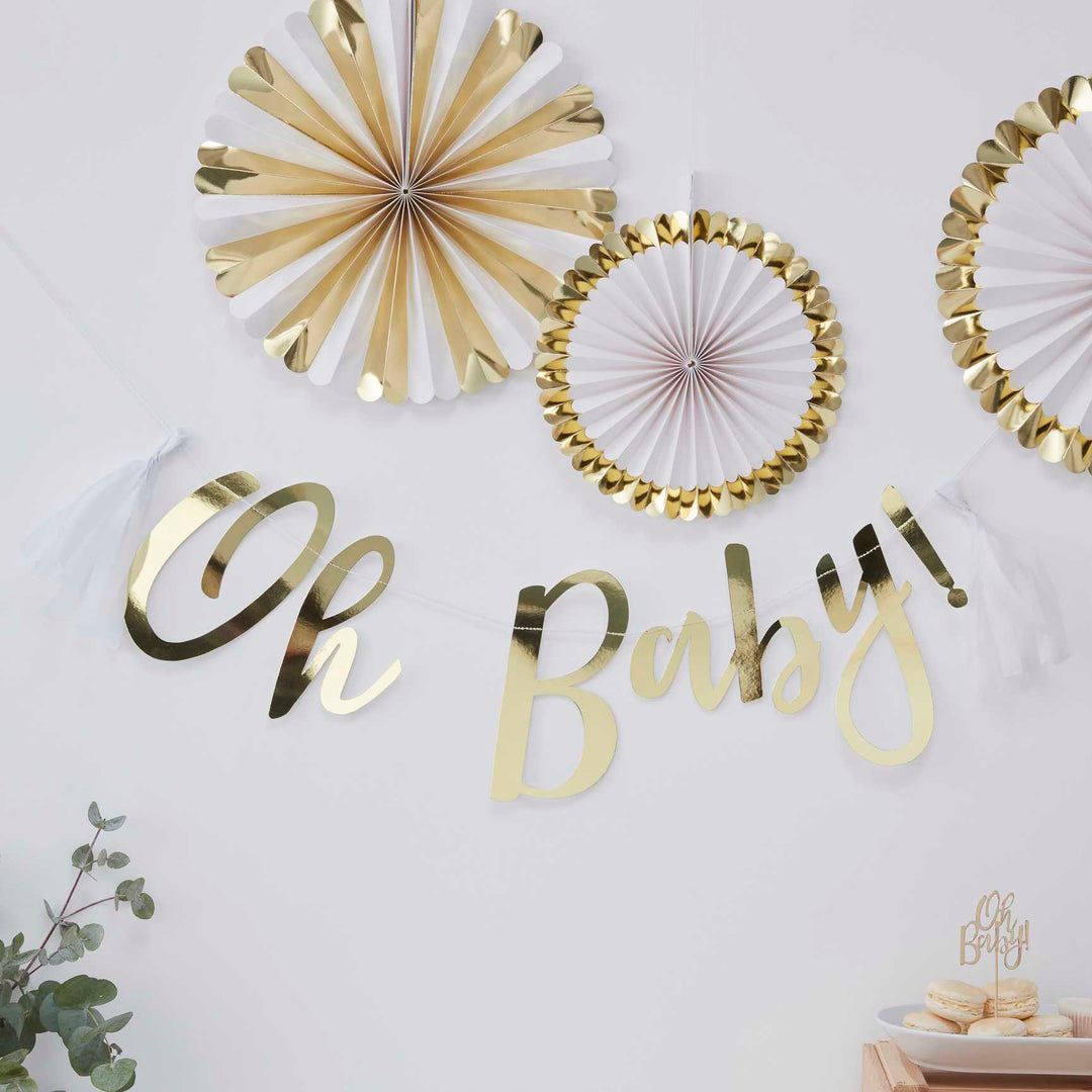 Party Supplies Gold Oh Baby! Baby Shower Bunting