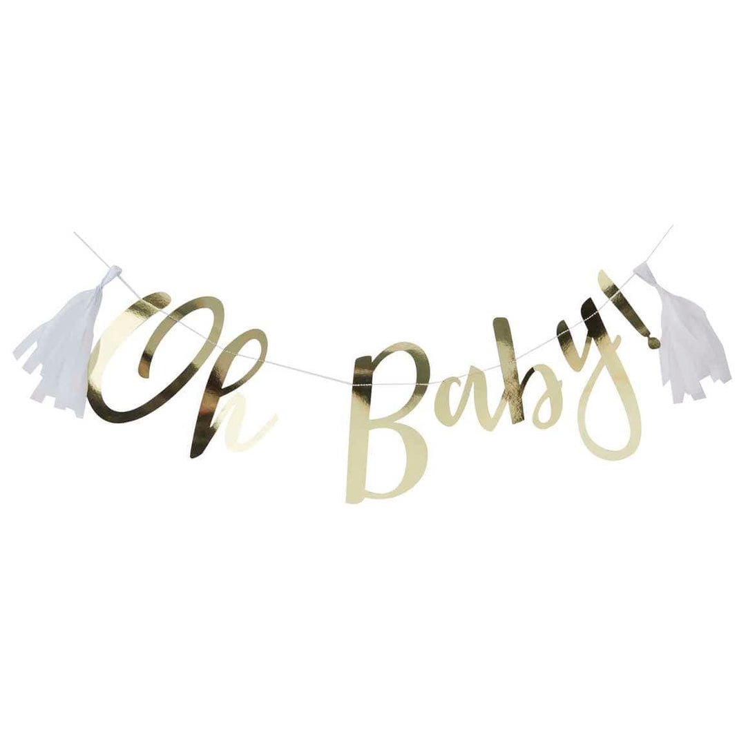 Party Supplies Gold Oh Baby! Baby Shower Bunting