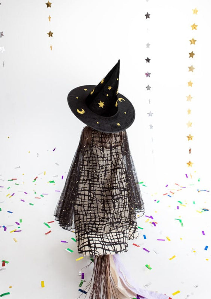 Halloween Party - Black Witch's Hat Party Supplies Black and Gold Witch's Hat