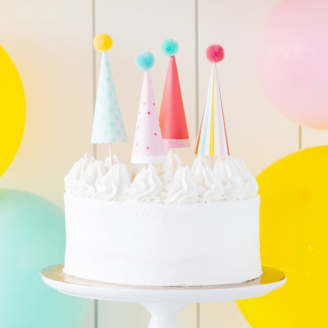 Hip Hip Hooray Party Hat Cake Toppers