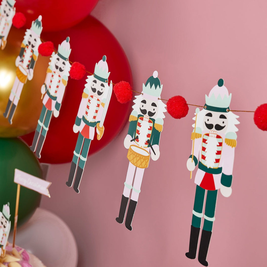 Hootyballoo -  Nutcracker Pom Pom Christmas Garland 2M Bunting Nutcracker Pom Pom Christmas Garland 2M