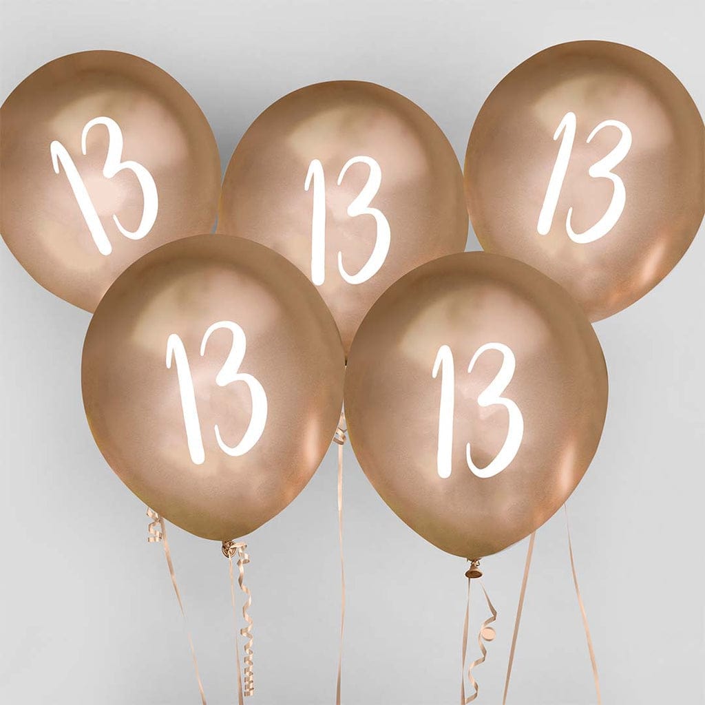 Hootyballoo Party Decorations - Gold Chrome Number 13 Latex Balloons - 5 Pack 13th Birthday Balloons Balloons Gold Chrome Number 13 Latex Balloons - 5 Pack