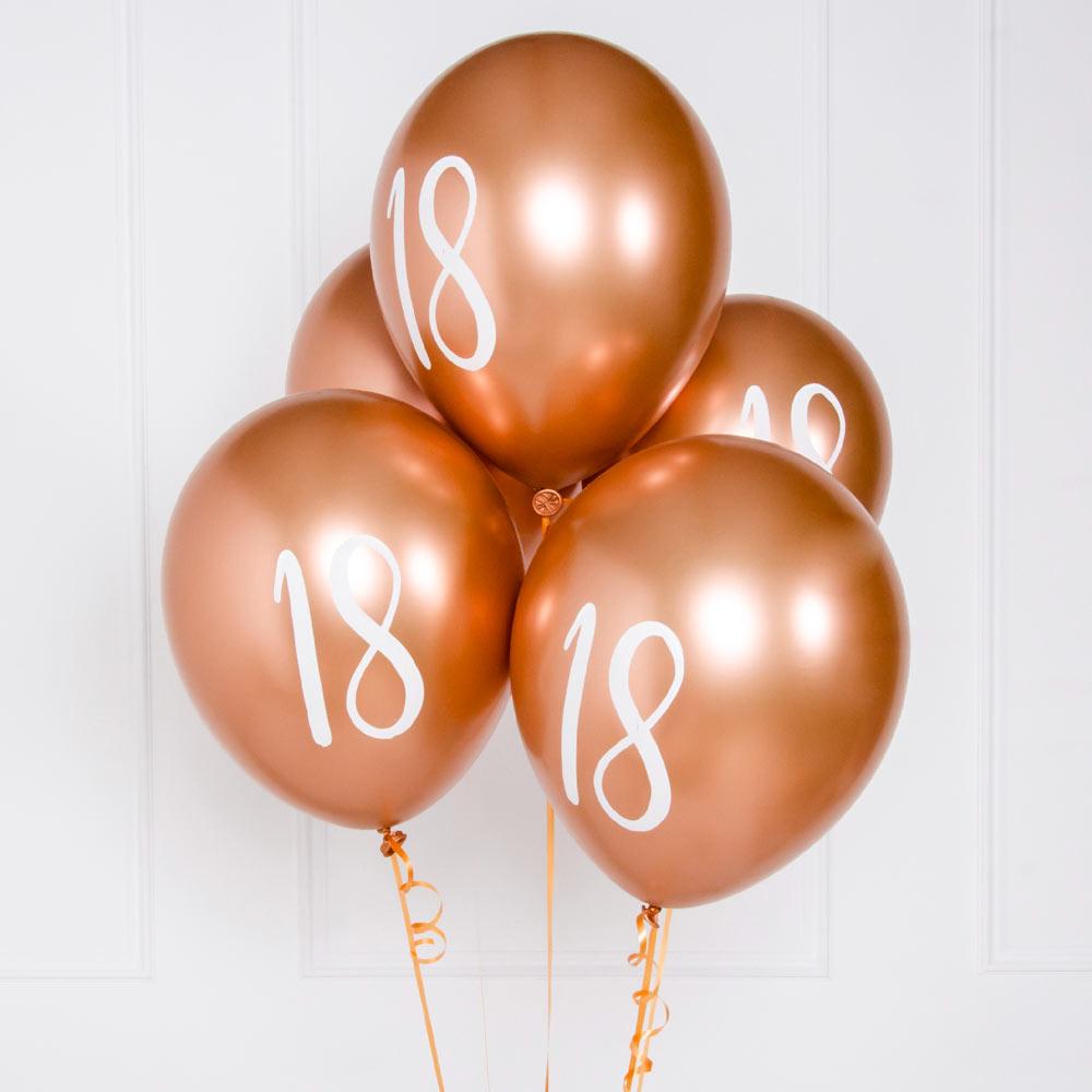 Hootyballoo - Rose Gold 18th Birthday Balloons x 5 Balloons Rose Gold 18th Birthday Balloons x 5