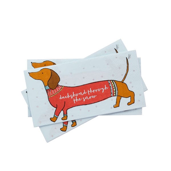 Hootyballoo - Sausage Dog Dachshund Christmas Napkins x 20 Paper Napkins Sausage Dog Christmas Napkins x 20