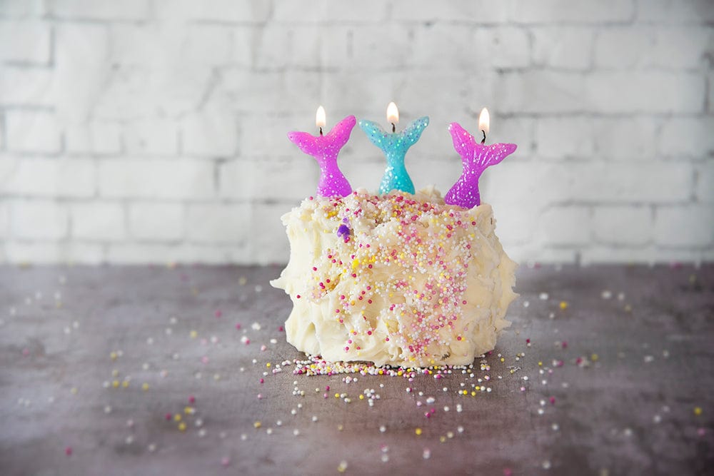 Mermaid Party Supplies - Glitter Mermaid Tail Cake Candles - Pack of 5 Glitter Mermaid Tail Cake Candles - Pack of 5