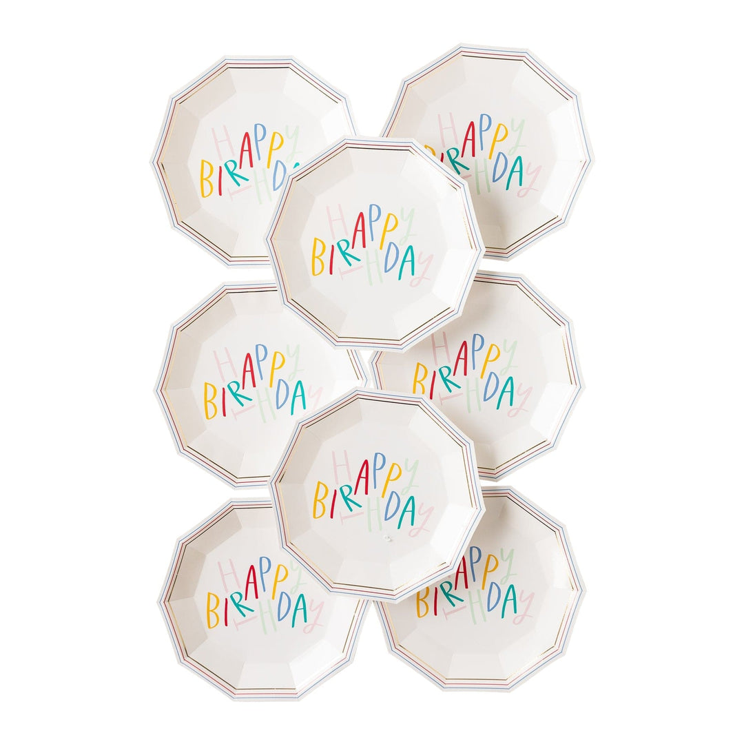 My Minds Eye - Oui Party Supplies - Happy Birthday Hexagon Party Plates x 8 Party Supplies Oui Party - Happy Birthday Hexagon Party Plates x 8