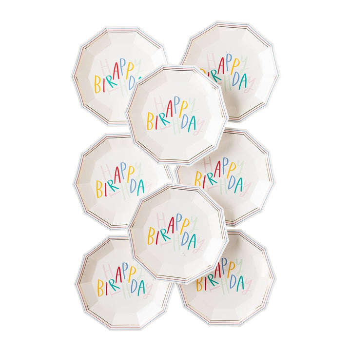 My Minds Eye - Oui Party Supplies - Happy Birthday Hexagon Party Plates x 8 Party Supplies Oui Party - Happy Birthday Hexagon Party Plates x 8