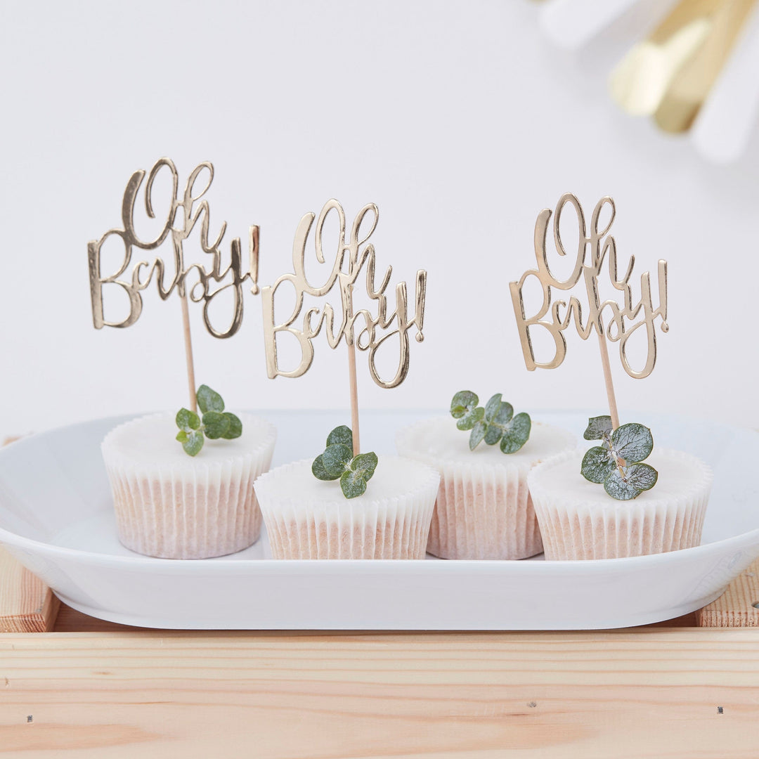 Party Supplies Oh Baby! Baby Shower Cupcake Cake Toppers
