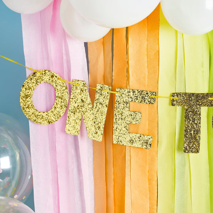 Party & Celebration One Today Gold Glitter First Birthday Banner 2M