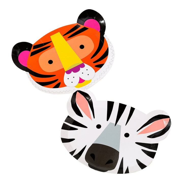 Disposable Plates Party Animals Tiger and Zebra Face Plates x 12