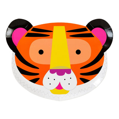 Disposable Plates Party Animals Tiger and Zebra Face Plates x 12