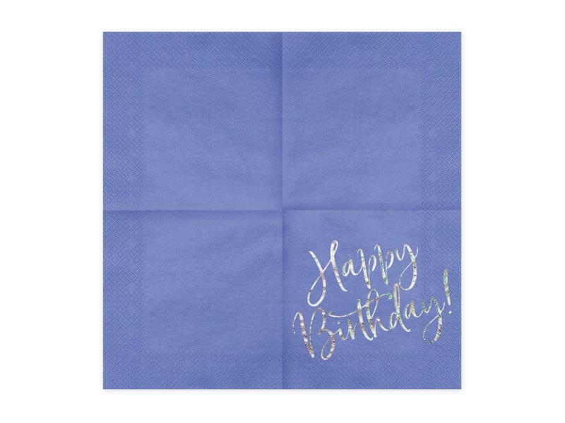 Party Deco - Party Supplies Happy Birthday Blue Party Napkins x 20 Party Supplies Happy Birthday Blue Party Napkins x 20