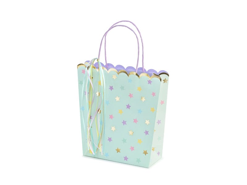 Party Deco Party Supplies - Pastel Mint Green Gift Bag Party Bag with Stars Party Supplies Pastel Mint Green Gift Bag with Stars