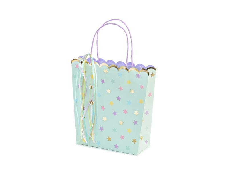 Party Deco Party Supplies - Pastel Mint Green Gift Bag Party Bag with Stars Party Supplies Pastel Mint Green Gift Bag with Stars
