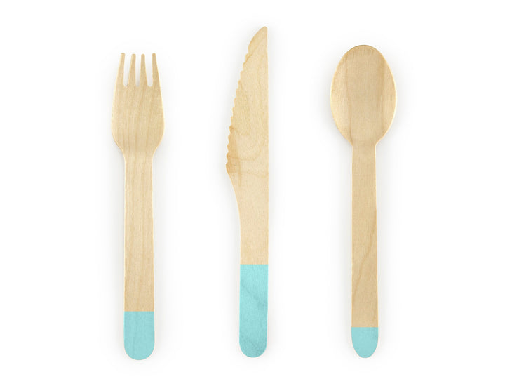 Party Supplies - Wooden Party Cutlery with Mint Tips - 18 pack Disposable Cutlery Wooden Party Cutlery with Mint Tips - 18 pack