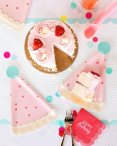 Party Supply Kits Pink Birthday Hat Shaped Party Plates x 8
