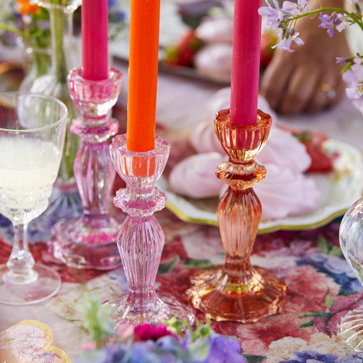 candle holder Pink Glass Candlestick Holder