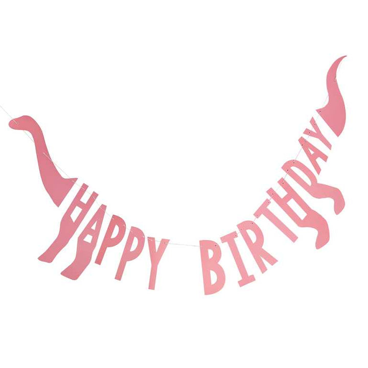 Party Supplies Pink Happy Birthday Dinosaur Shaped Bunting