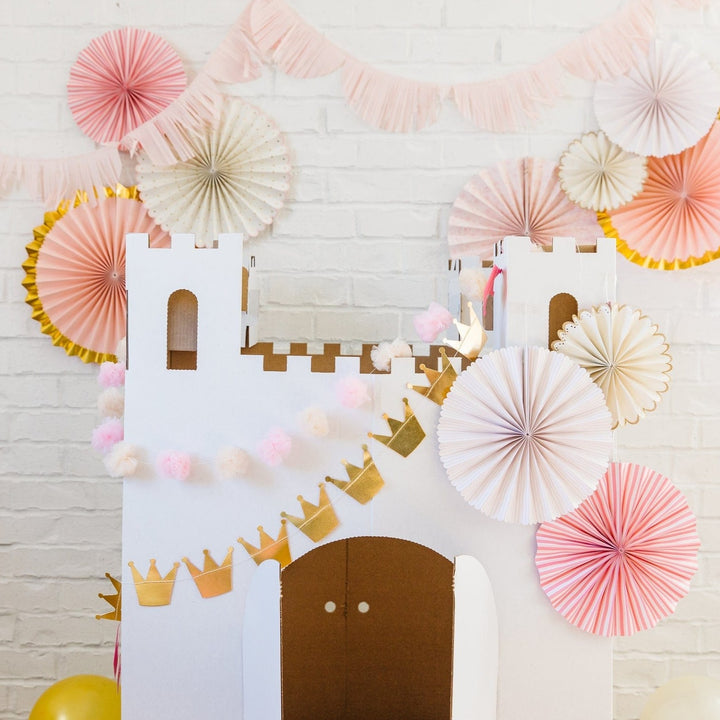Party Supplies Princess Crowns and Pom Pom Tulle Banner Set