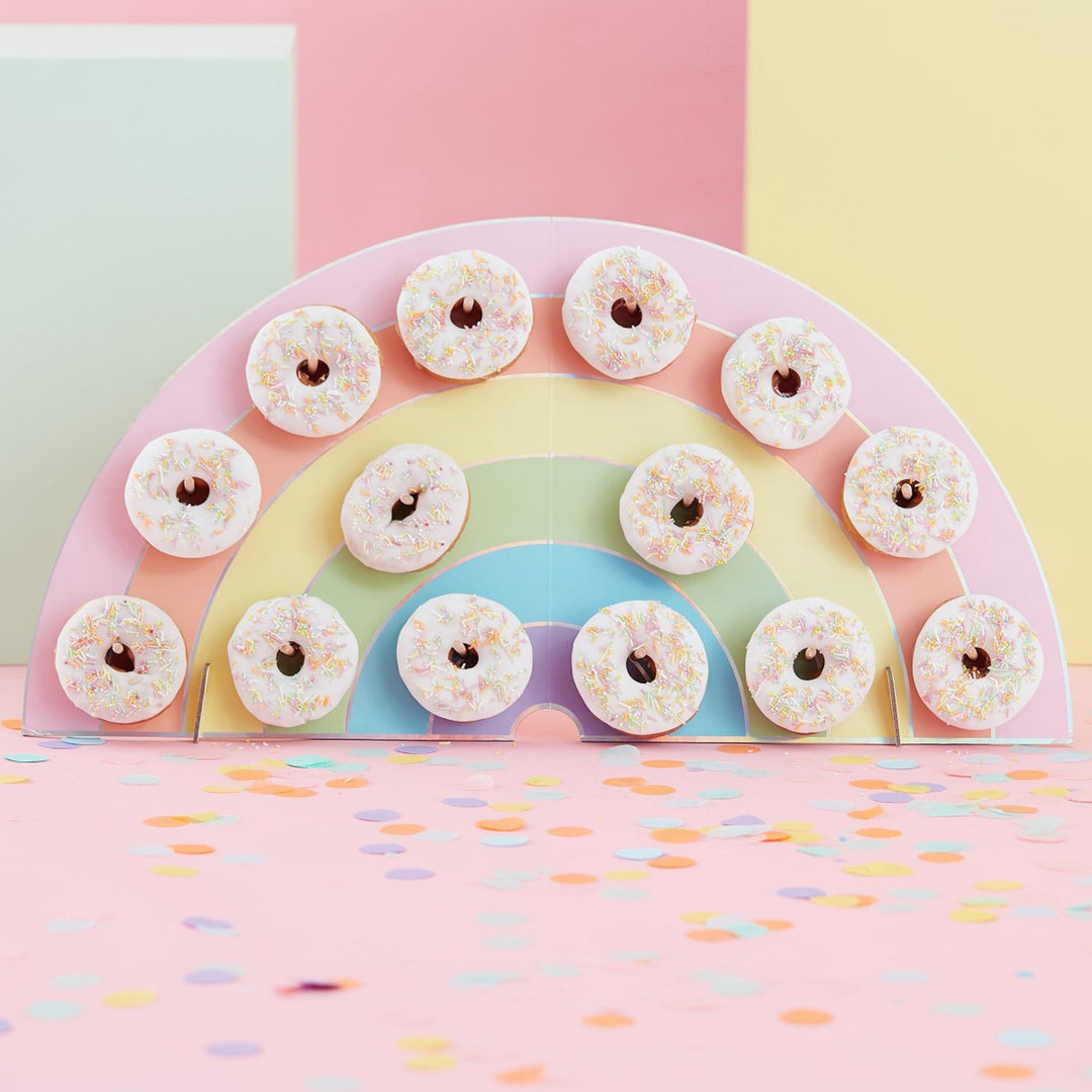 Party Supplies Rainbow Donut Wall - Birthday Cake Alternative