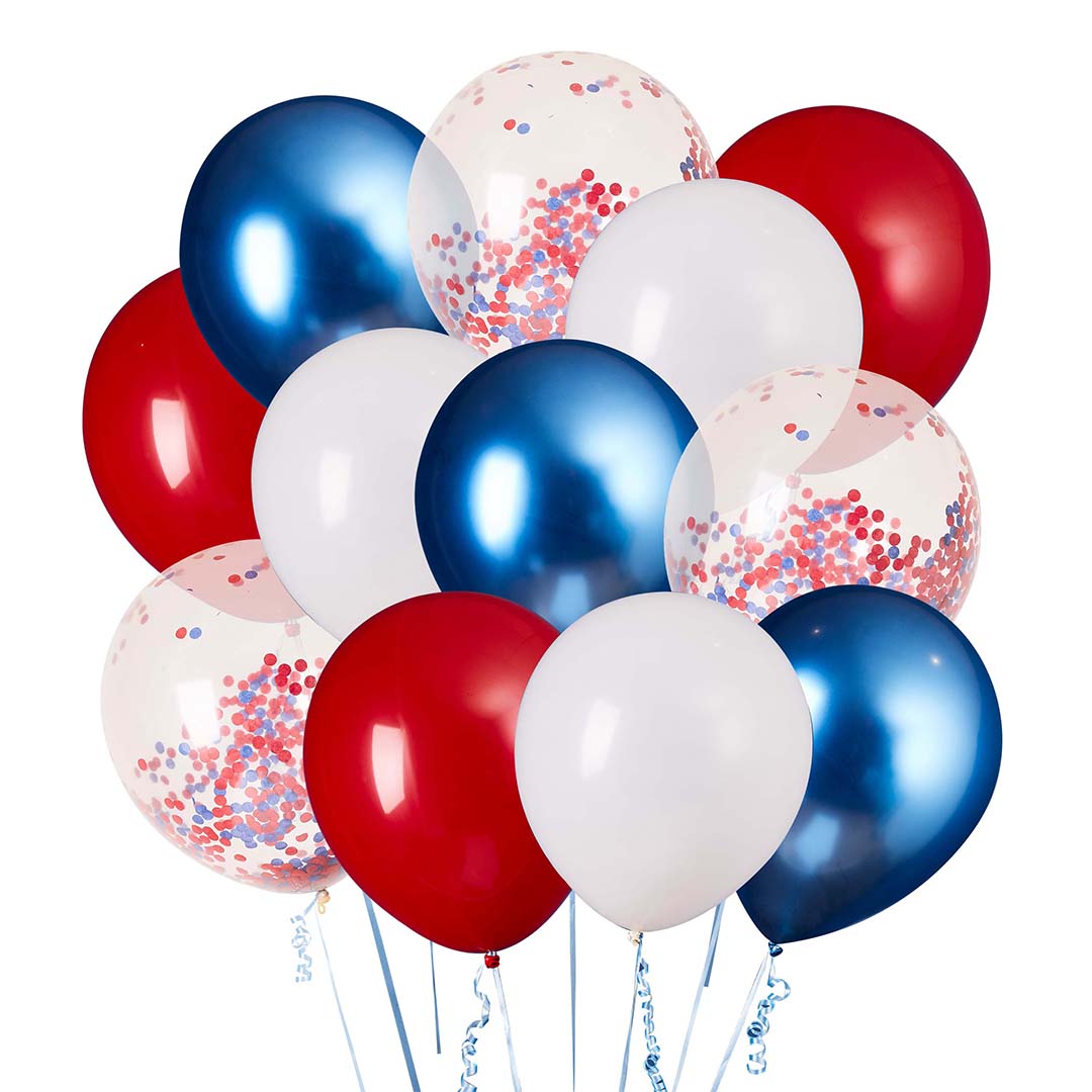 Balloons Red, White and Blue Balloon Bundle x 12