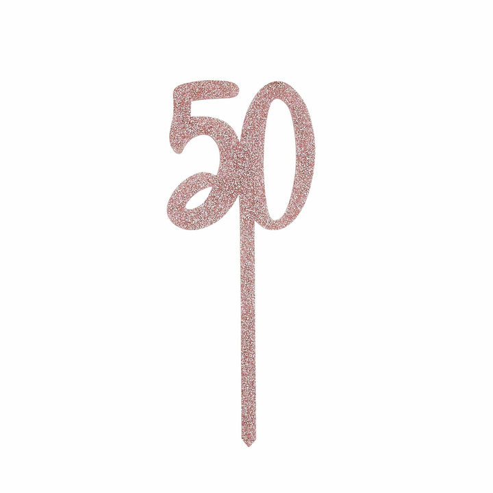 Cake Decorating Supplies Rose Gold Glitter Acrylic 50 Cake Topper