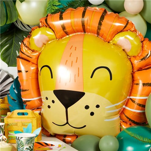 Safari Party Decorations - Get Wild Safari Lion Supershape Foil Balloon Balloons Get Wild Safari Lion Supershape Foil Balloon