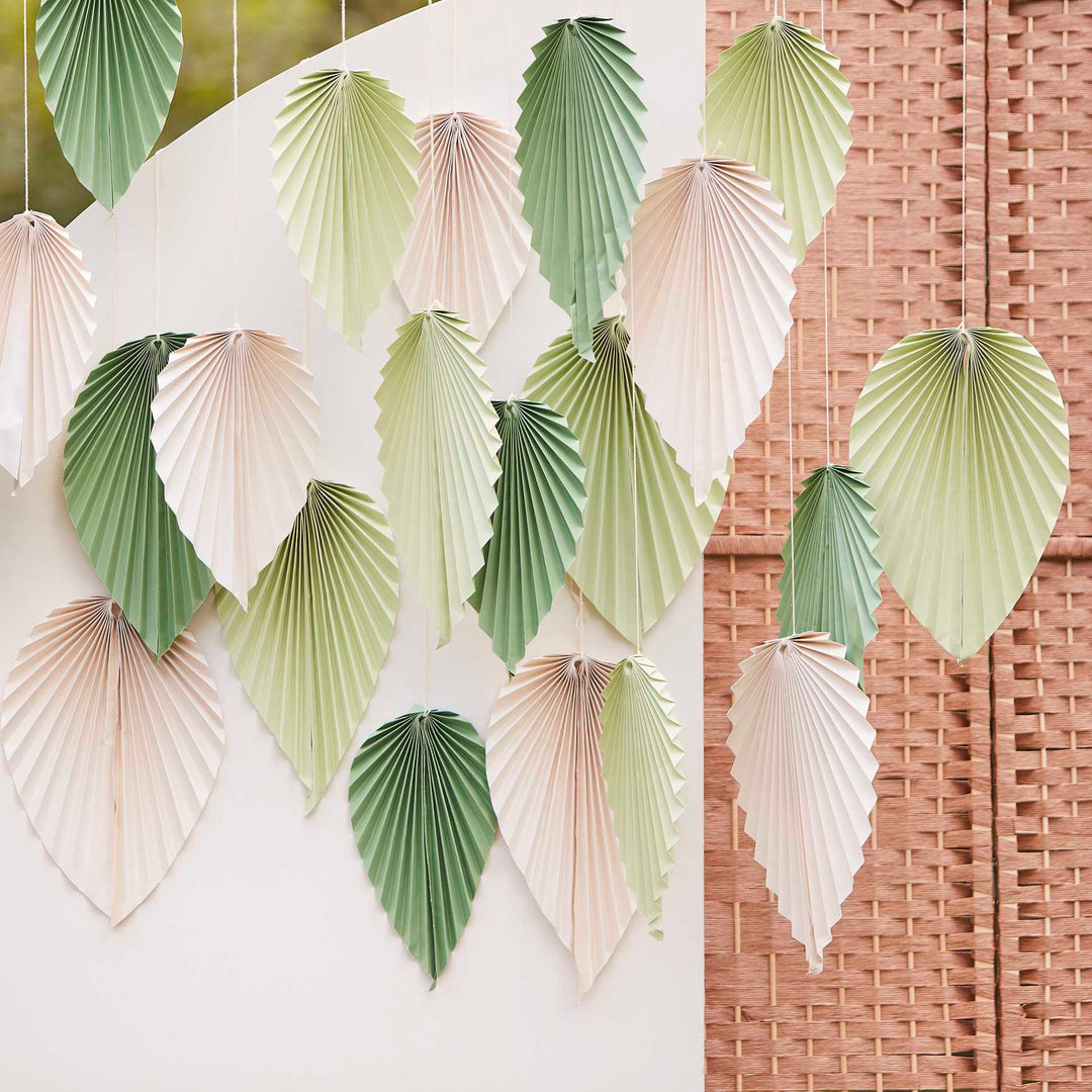 Party Supplies Sage & Cream Palm Leaf Backdrop