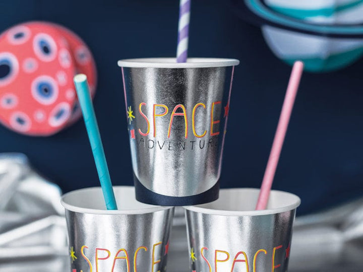 Party Supplies Space Party Silver Foil Cups x 6