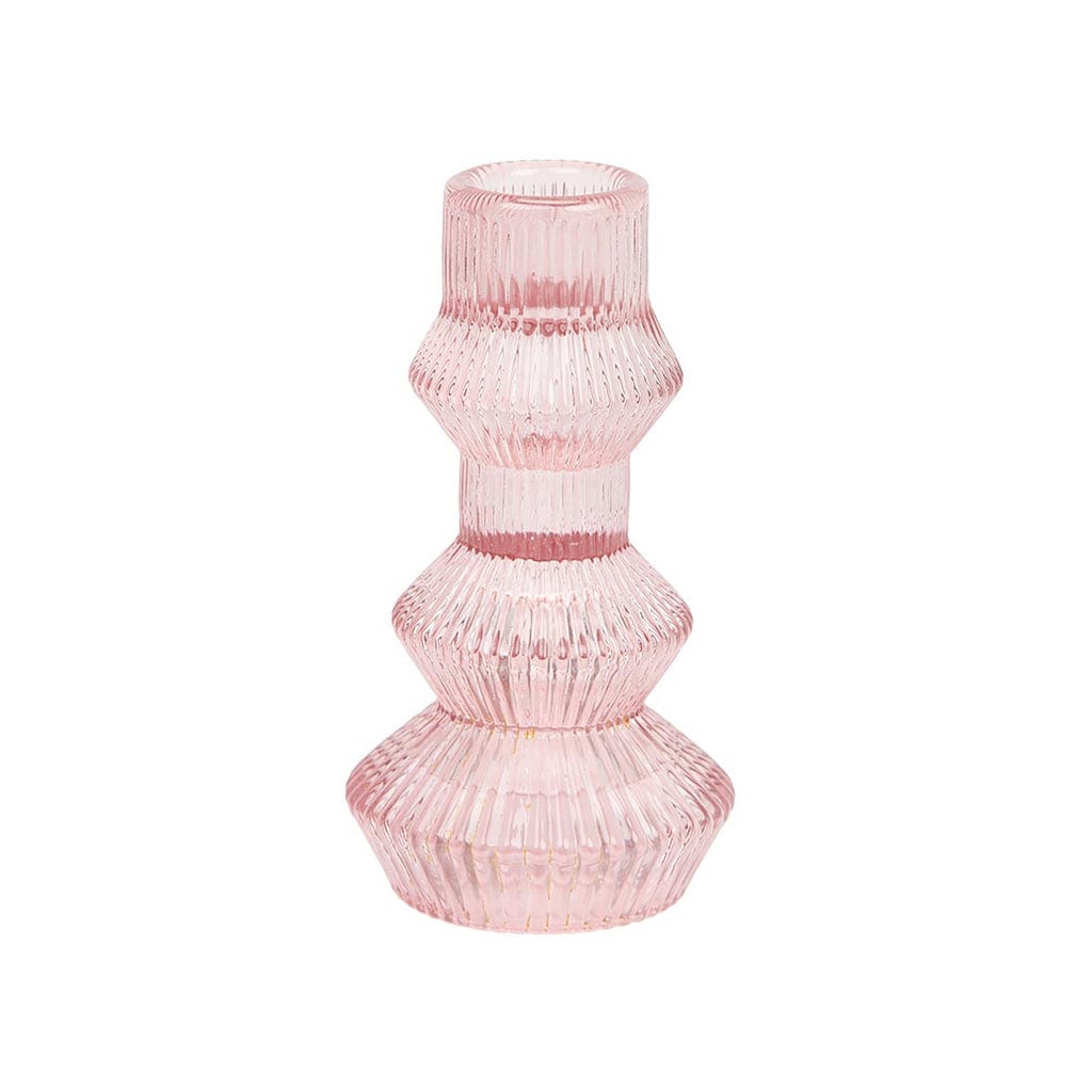 Talking Tables - Geometric Pink Glass Candlestick Holder candle holder Geometric Pink Glass Candlestick Holder