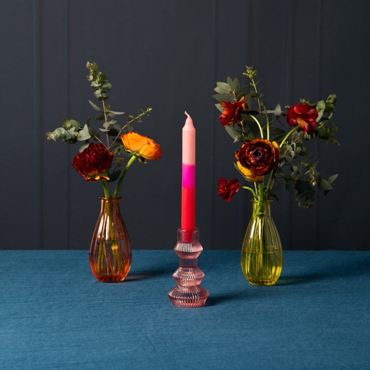 Talking Tables - Geometric Pink Glass Candlestick Holder candle holder Geometric Pink Glass Candlestick Holder