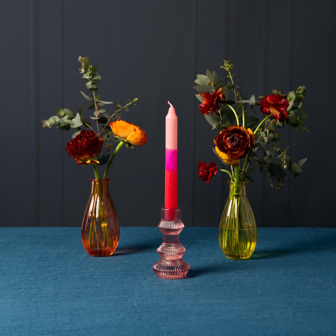 Talking Tables - Geometric Small Pink Glass Candle Holder candle holder Geometric Small Pink Glass Candle Holder