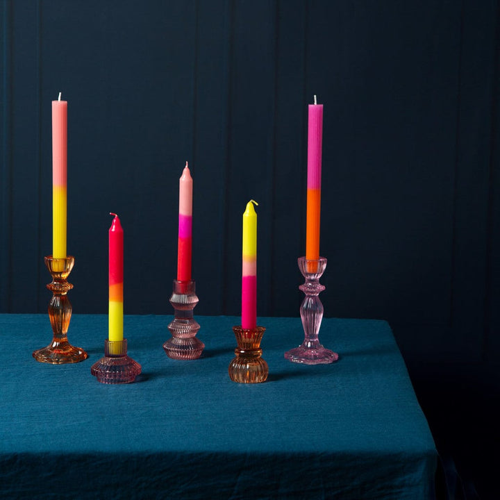 Talking Tables - Geometric Small Pink Glass Candle Holder candle holder Geometric Small Pink Glass Candle Holder