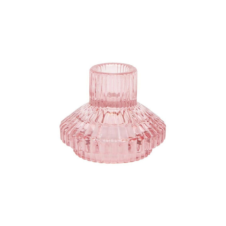 Talking Tables - Geometric Small Pink Glass Candle Holder candle holder Geometric Small Pink Glass Candle Holder