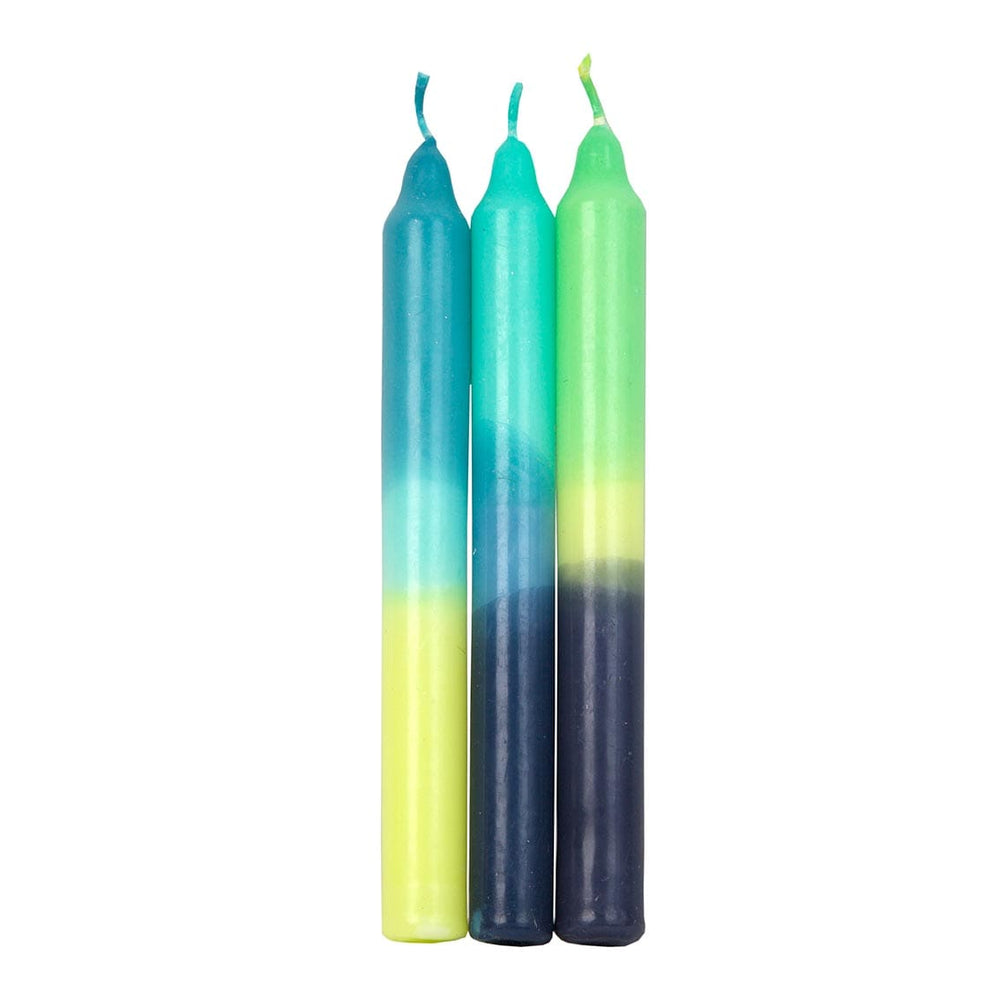 Talking Tables - Ombre Blue, Yellow and Green Dinner Candles - 3 Pack Candles Ombre Blue, Yellow and Green Dinner Candles - 3 Pack