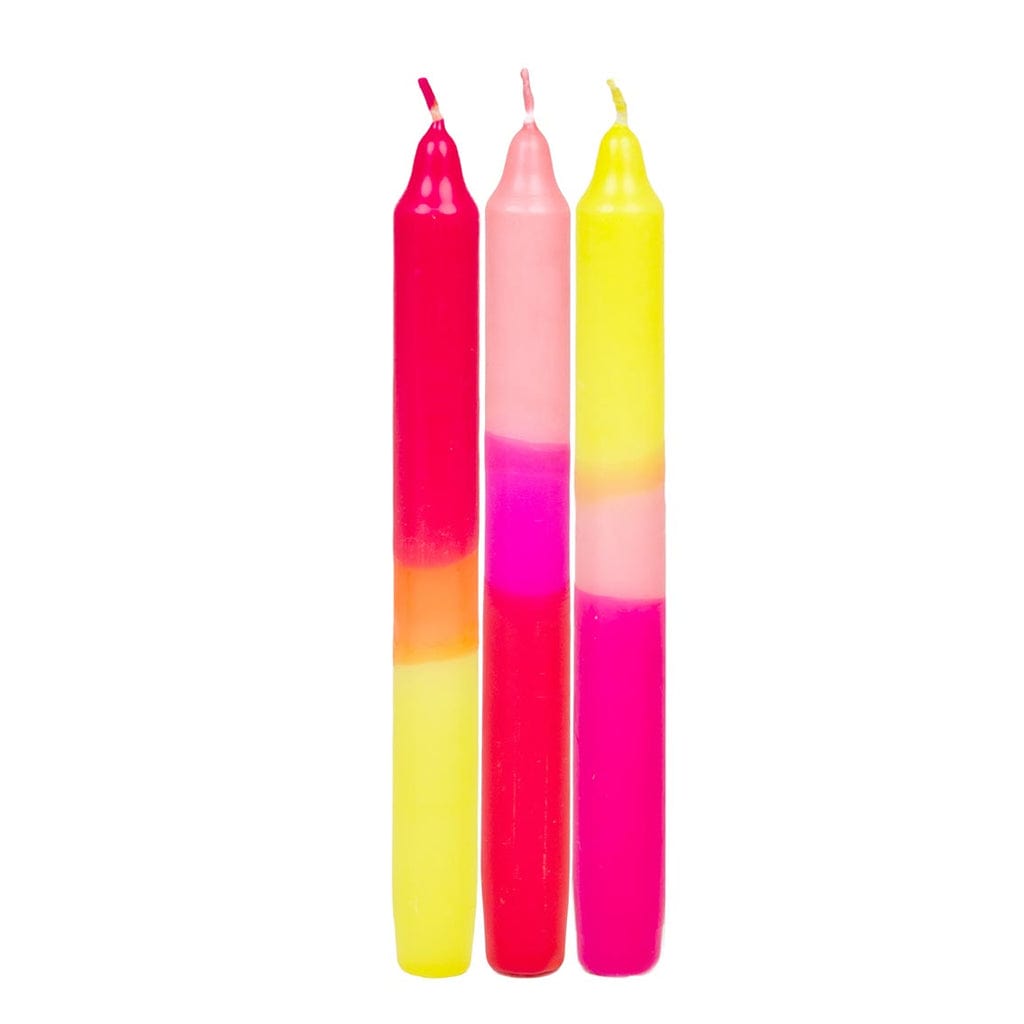 Talking Tables - Ombre Pink, Yellow and Orange Dinner Candles - 3 Pack Candles Ombre Pink, Yellow and Orange Dinner Candles - 3 Pack