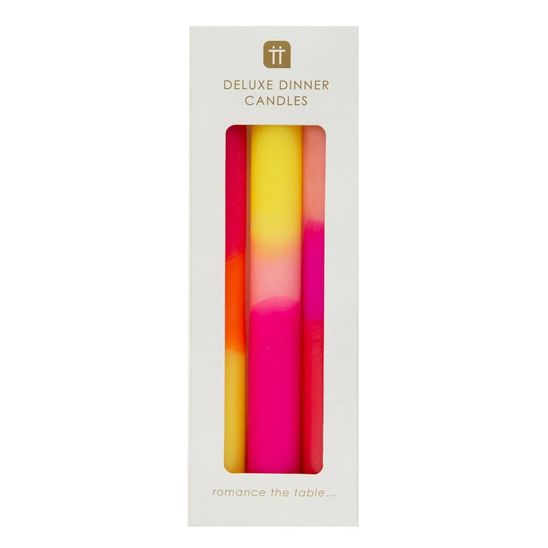 Talking Tables - Ombre Pink, Yellow and Orange Dinner Candles - 3 Pack Candles Ombre Pink, Yellow and Orange Dinner Candles - 3 Pack