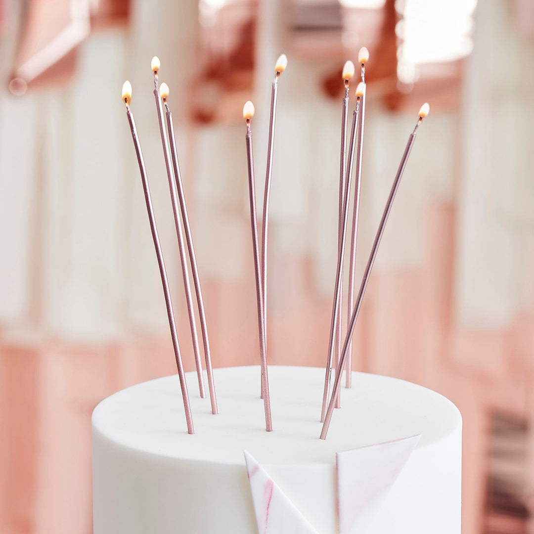 Birthday Candles Tall Skinny Rose Gold Birthday Cake Candles