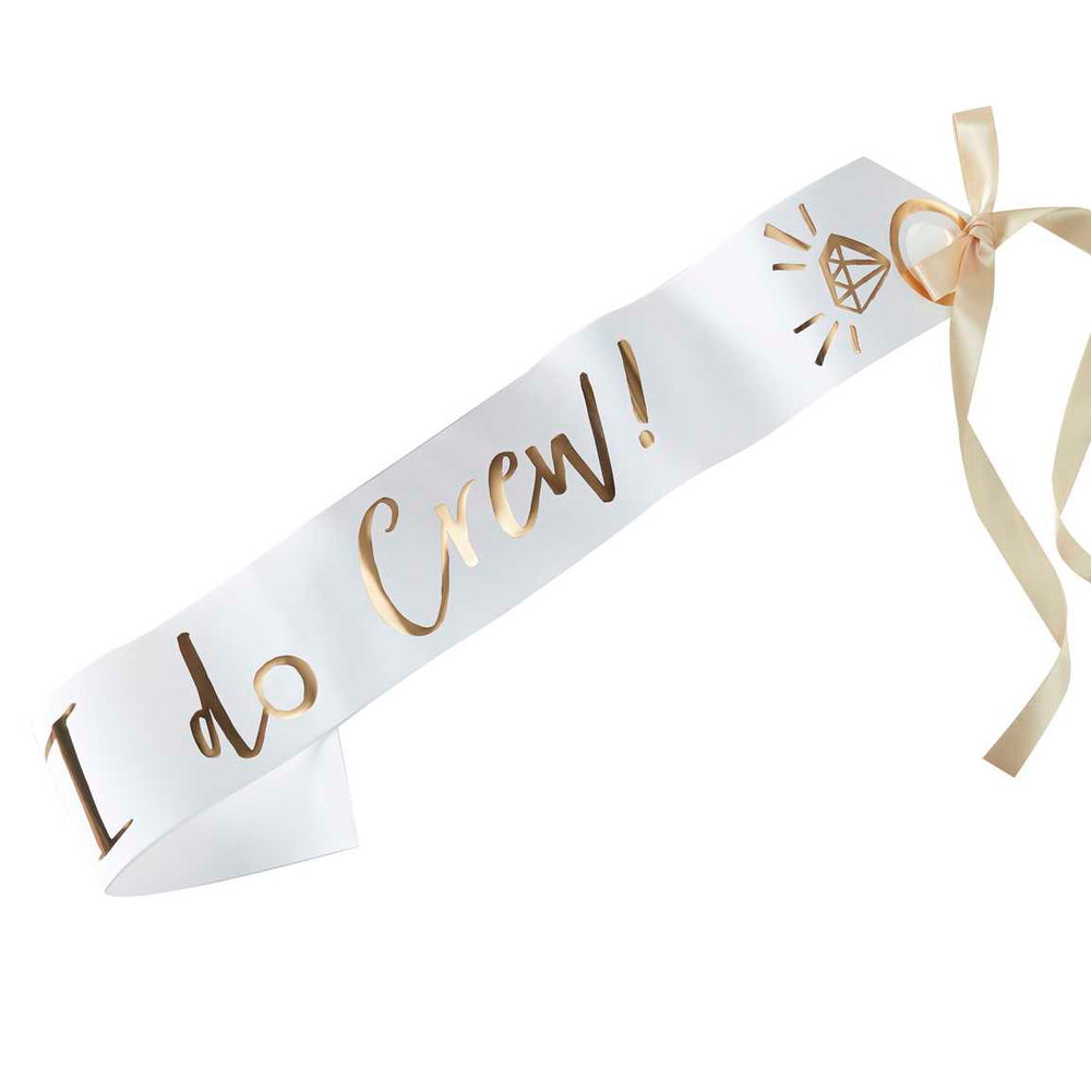 Party Supplies White And Gold I Do Crew Hen Party Sashes - 6 Pack