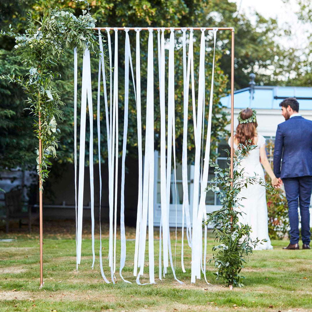 Wedding Ceremony Supplies White Ribbon Hanging Wedding Backdrop