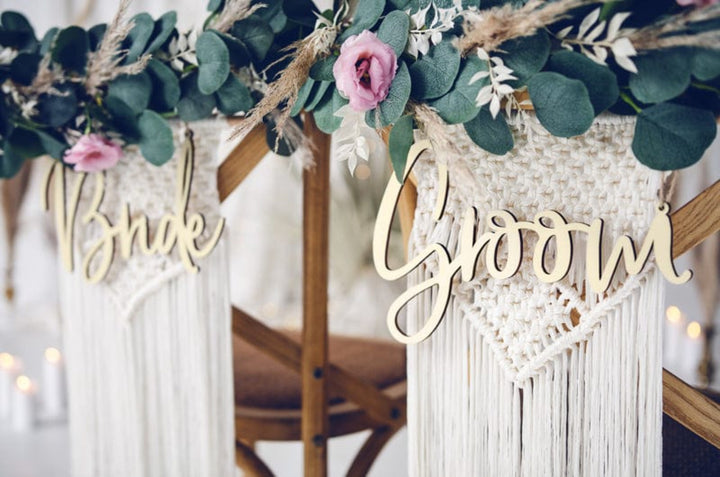 Wedding Ceremony Supplies Wooden Bride and Groom Chair Signs