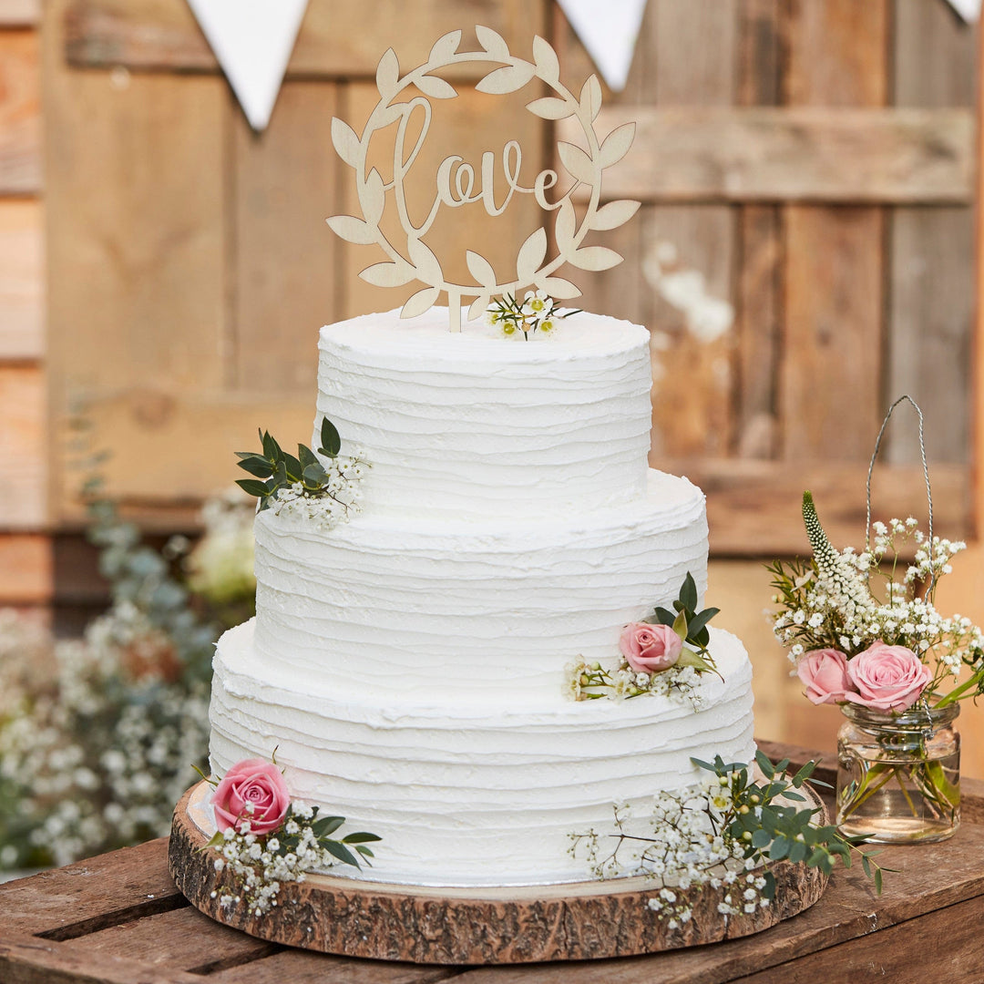 Wooden Love Wedding Cake Topper