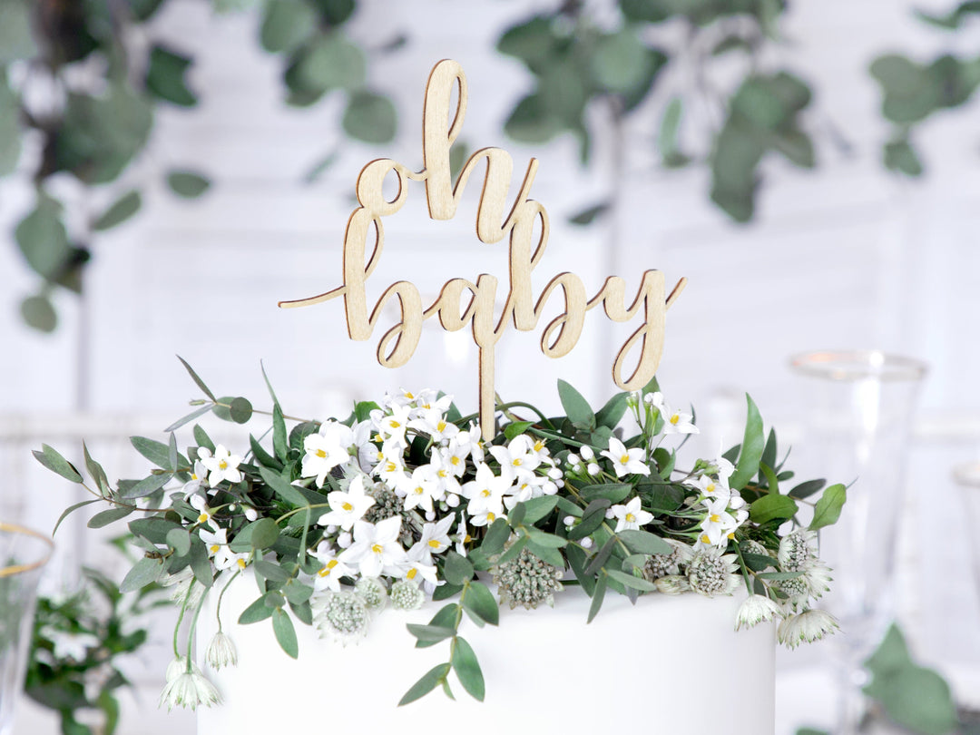 Cake Topper Wooden Oh Baby Cake topper